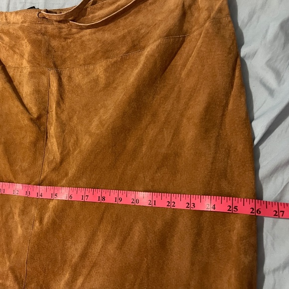 RALPH LAUREN SUEDE 22W MIDI SKIRT MAX WAIST 42 INCHES CAMEL TAN - Picture 9 of 14